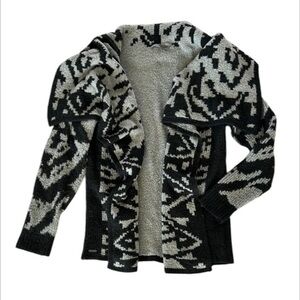 Prana black and gray open front cardigan sweater size large